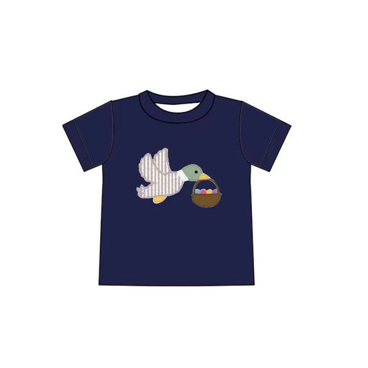 preorder BT0485 Easter mallard egg navy short sleeve boys top