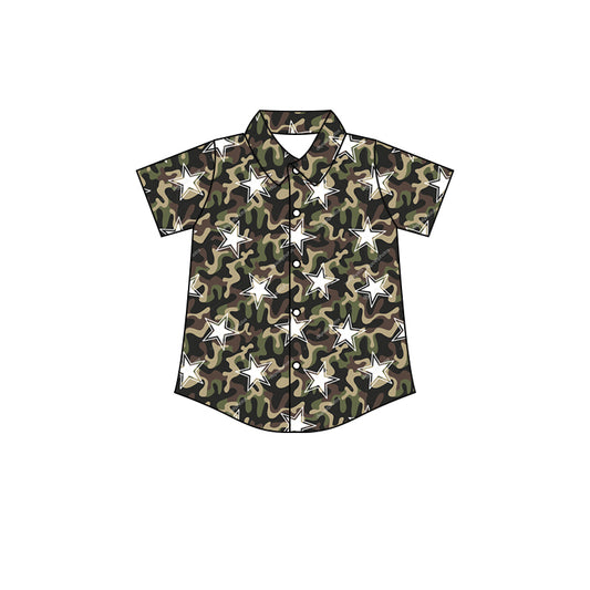 preorder BT0493 Star camo green short sleeve boys top