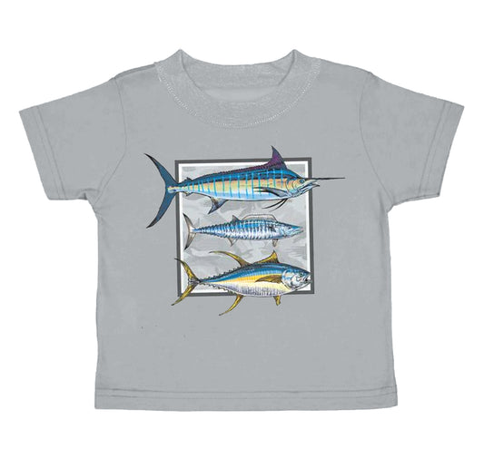 preorder BT0506 Fishing grey short sleeve kids top