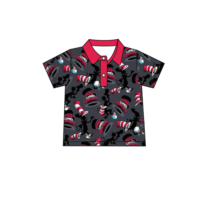 preorder BT0510 Dr cartoon black short sleeve boys top