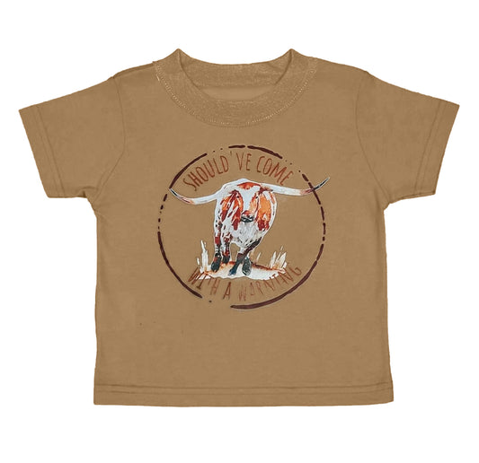 preorder BT0541 Western Cow Come Khaki Short  Sleeve Boys T-shirt Top