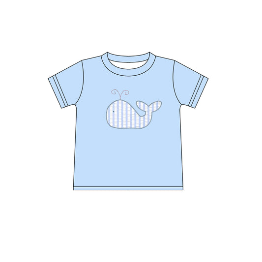 preorder BT0547 Whale Blue Short Sleeve Boys Top