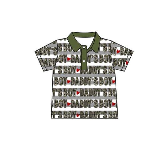preorder BT0571 Daddy's Boy Heart Green Short Sleeve Boys Top