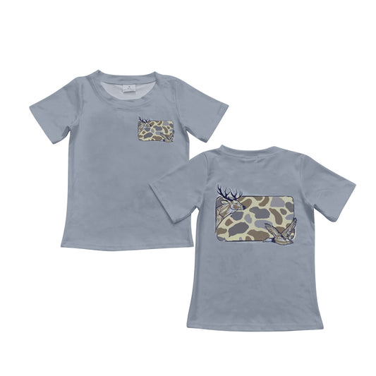 preorder BT0601 Camo deer mallard grey short sleeve boys top