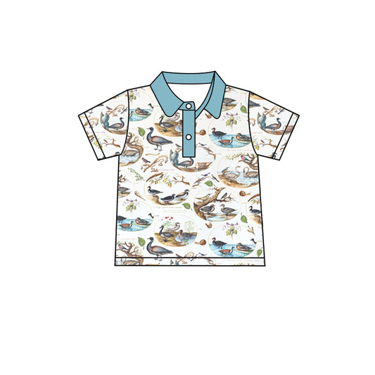 preorder BT0619 Hunting mallard blue short sleeve boys top