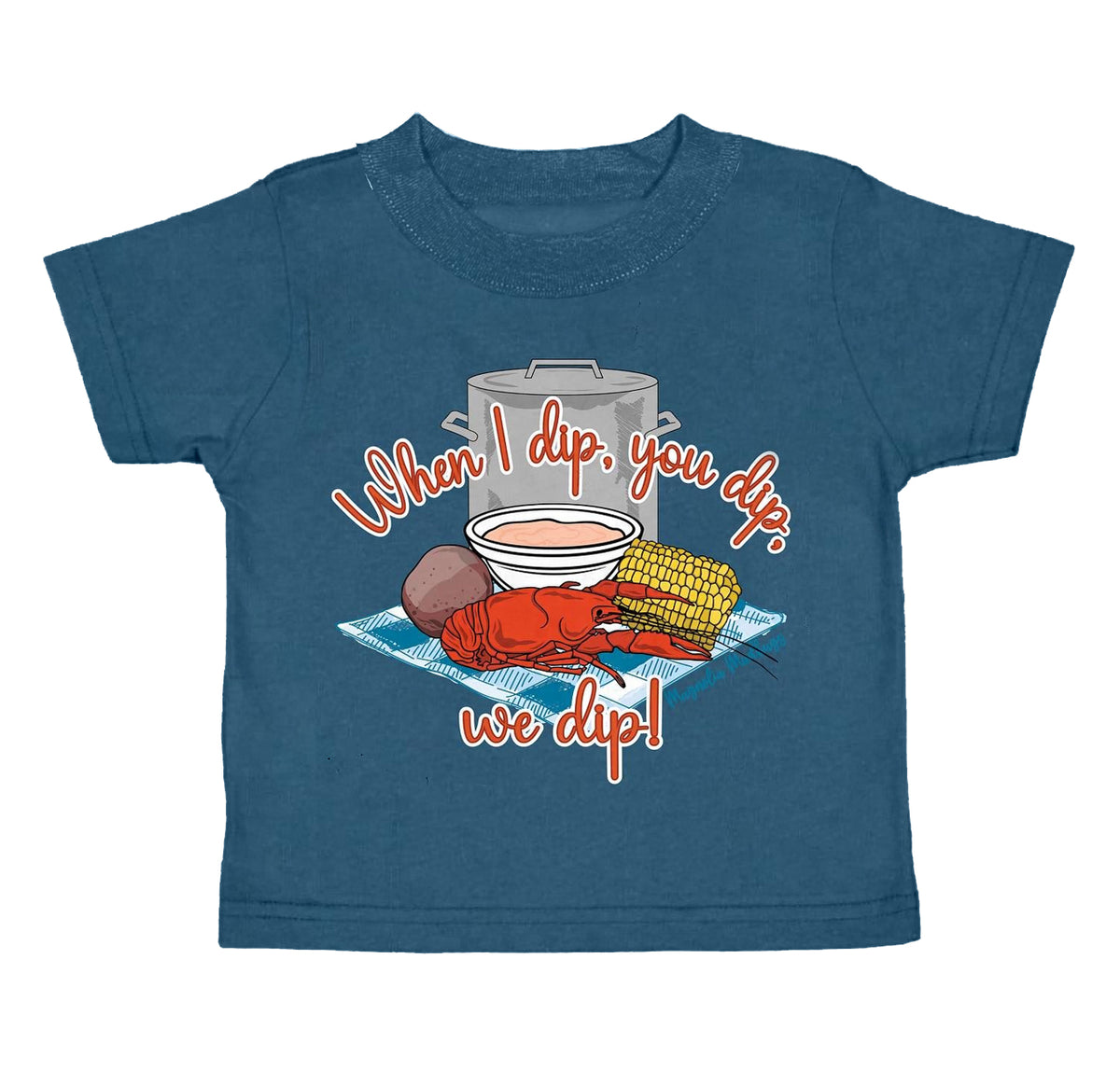 preorder BT0634 crayfish we dip blue short sleeve boys top