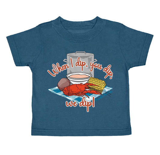 preorder BT0634 crayfish we dip blue short sleeve boys top