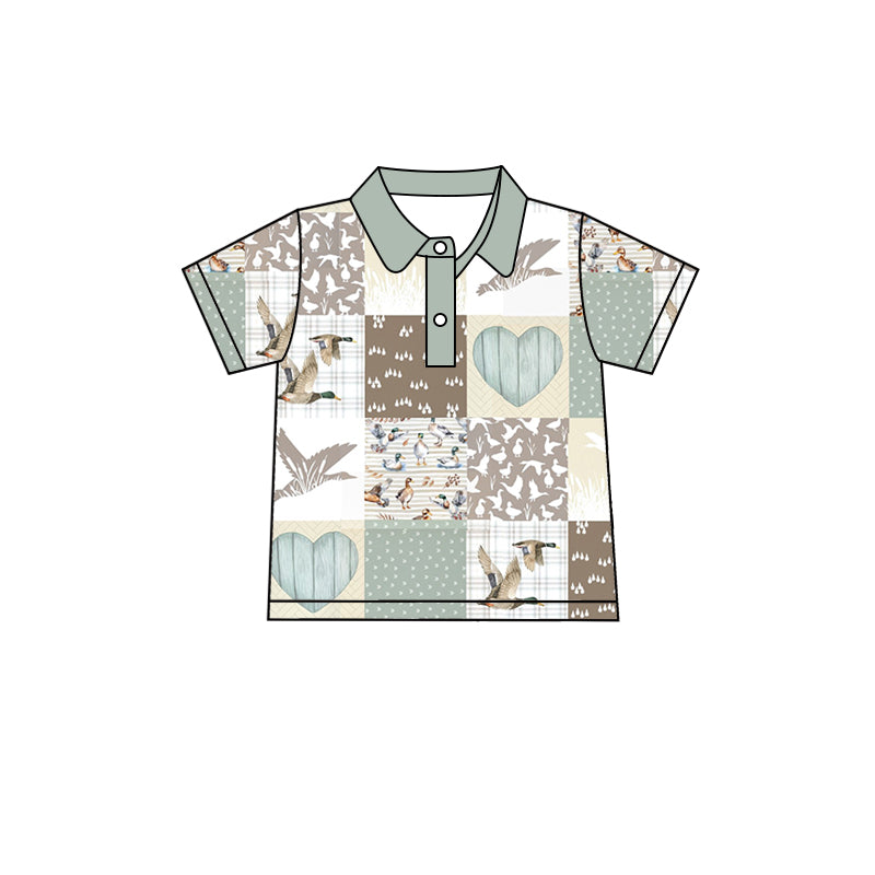 preorder BT0635 mallard duck heart short sleeve boys top