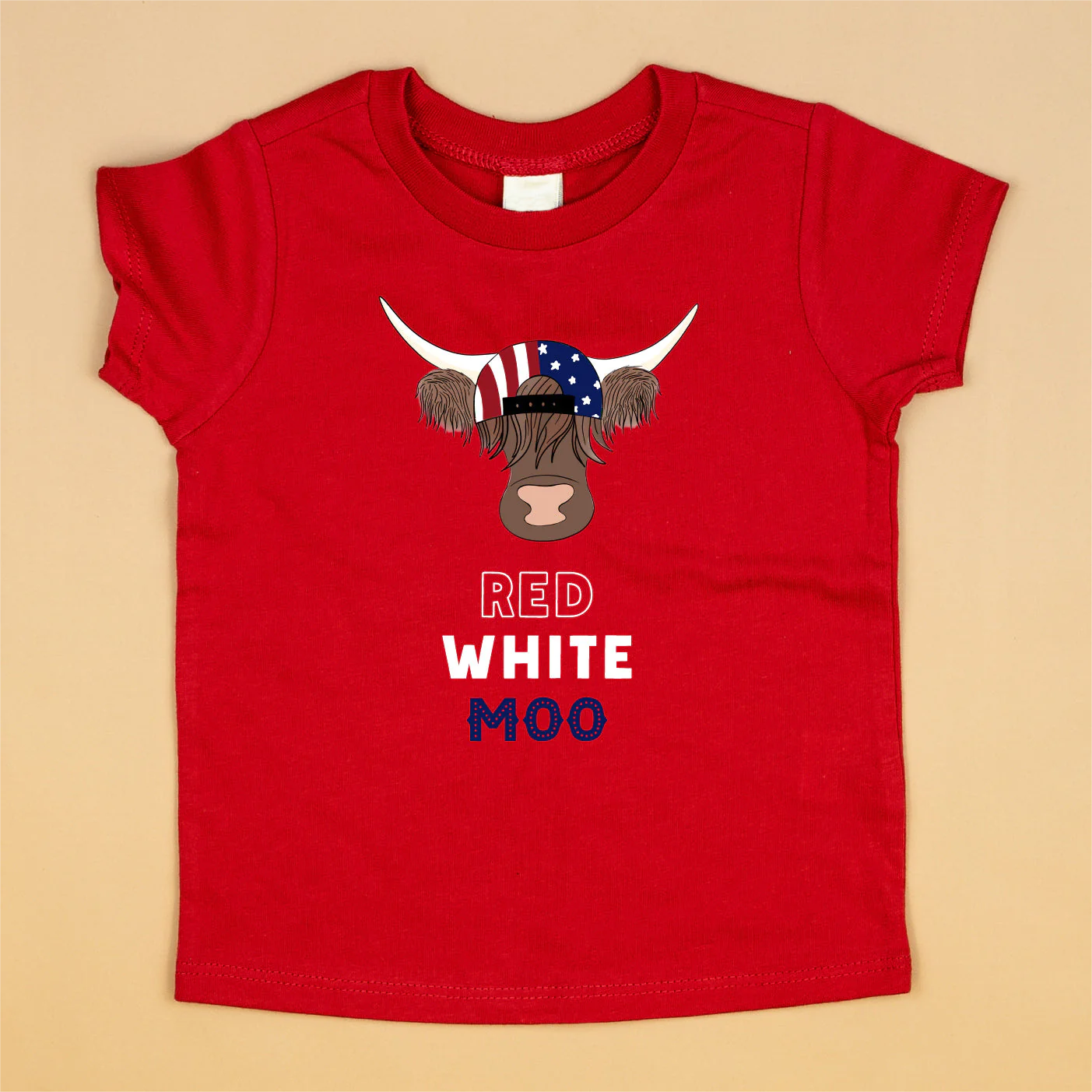 preorder BT0649 July 4th red white moo cow red short sleeve boys top