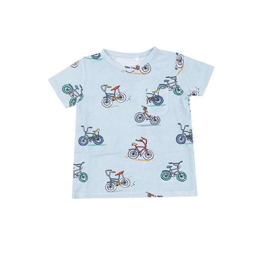 preorder BT0664 bike blue short sleeve boys top Summer top