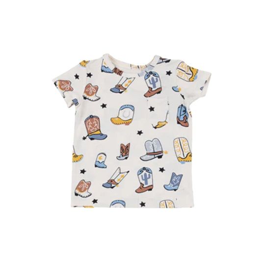 preorder BT0666 Western boot short sleeve boys Summer top
