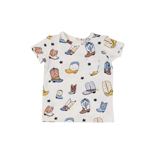 preorder BT0666 Western boot short sleeve boys Summer top