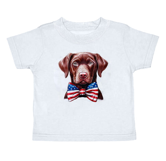 preorder BT0682 July 4th dog white short sleeve boys top