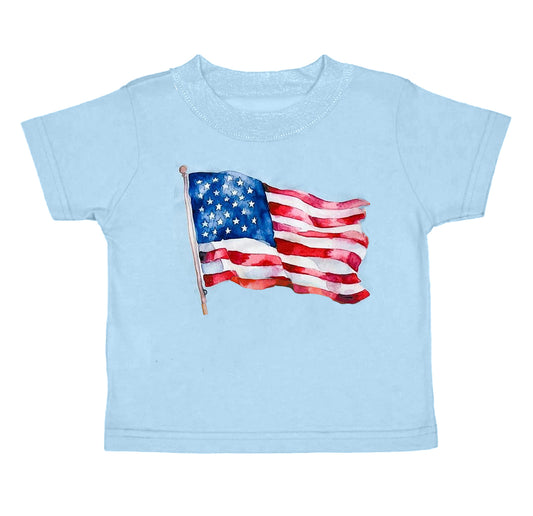 preorder BT0683 July 4th flag blue short sleeve boys top