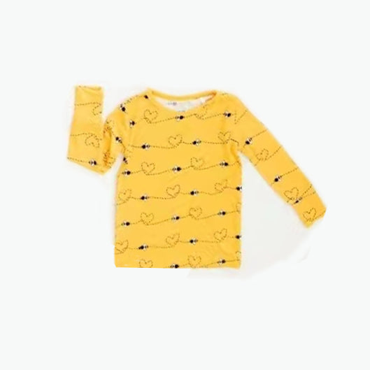 preorder BT0707 cute bee heart yellow long sleeve boys top