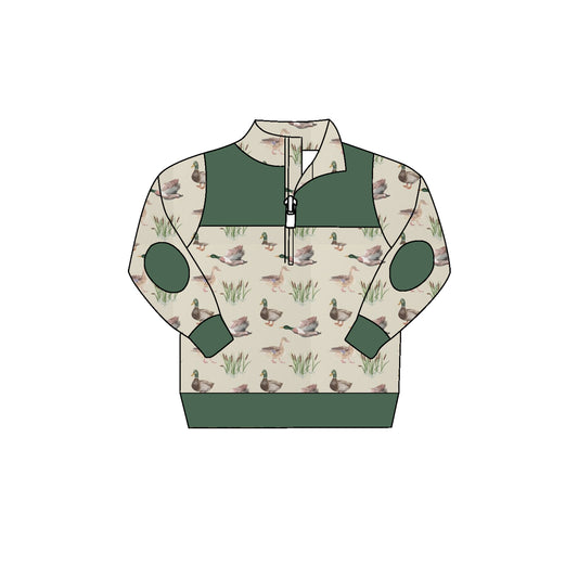 custom mallard duck green long sleeve boys zipper pullover