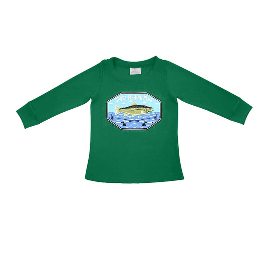 preorder BT0728 fishing dark green long sleeve boys top