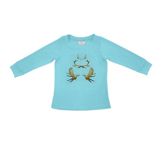 preorder BT0729 hunting deer blue long sleeve boys top