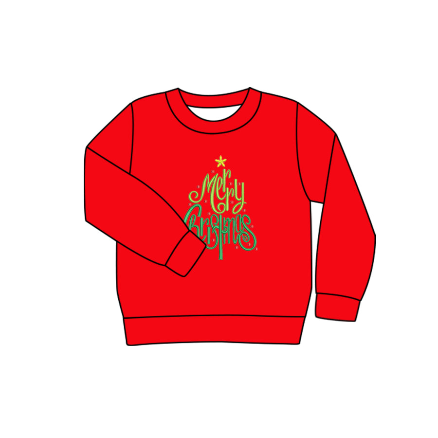 preorder BT0743 Merry Christmas red long sleeve adult top