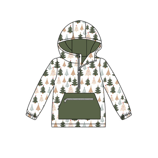 preorder BT0757 Christmas tree green pocket long sleeve boys hoodie top