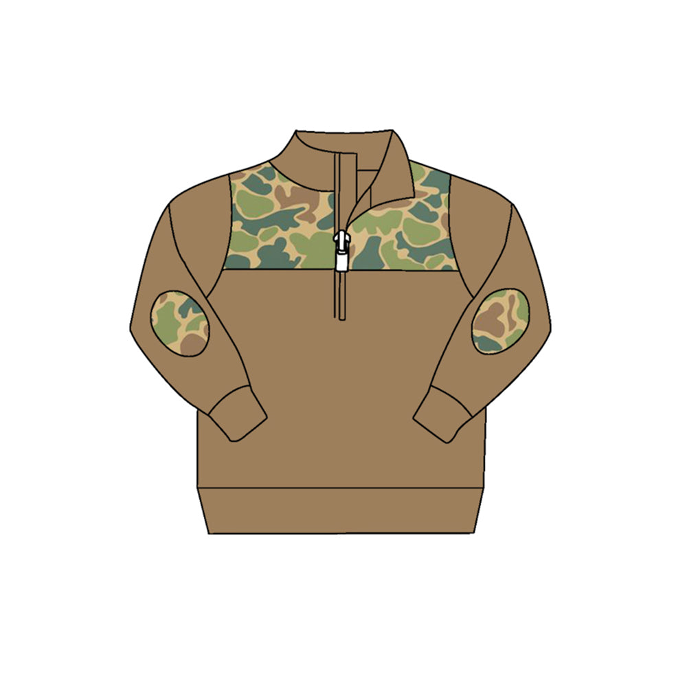 preorder BT0771 green camo long sleeve boys pullover