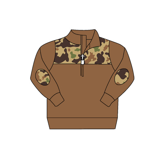 preorder BT0772 brown camo long sleeve boys pullover
