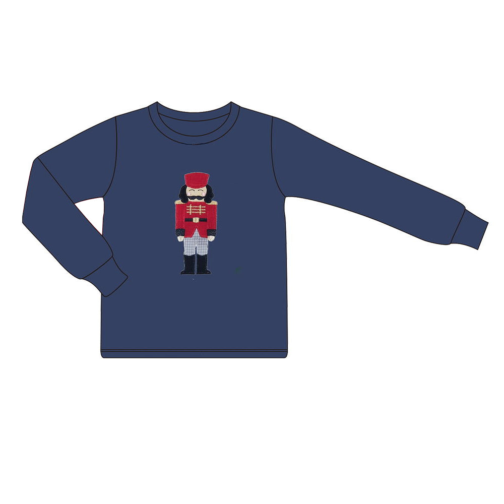 preorder BT0776 Christmas cartoon King navy blue long sleeve boys pullover top