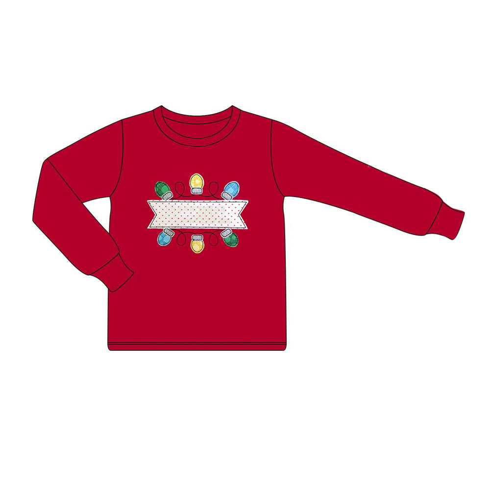 preorder BT0777 Christmas colorful light red long sleeve boys pullover top