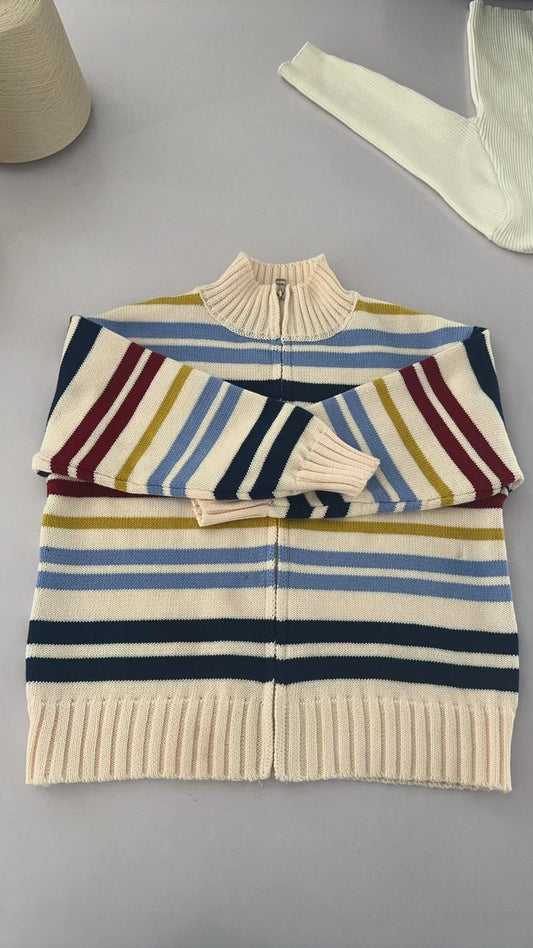 preorder BT0780 colorful striped boys sweater long sleeve coat