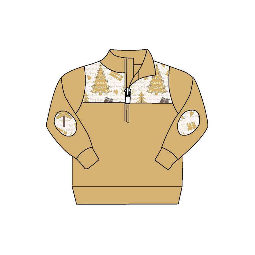 preorder BT0783 happy new year tree golden long sleeve boys pullover