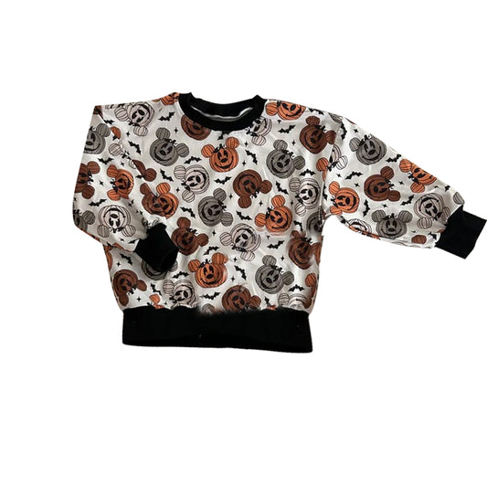 preorder BT0788 Halloween pumpkin cartoon M black long sleeve boys pullover