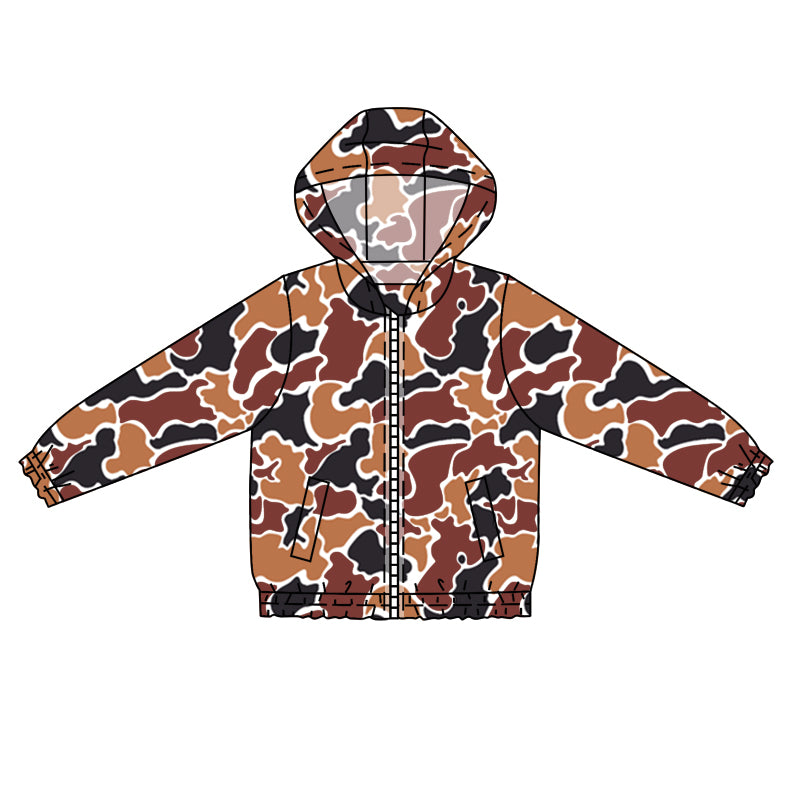 preorder BT0794 brown camo long sleeve hoodie boys coat