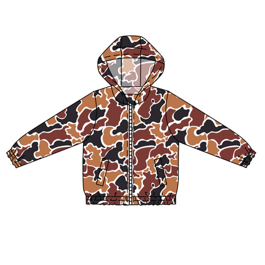 preorder BT0794 brown camo long sleeve hoodie boys coat