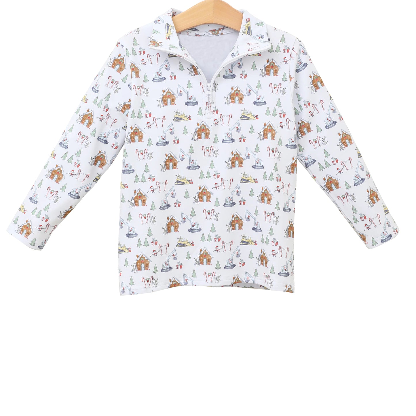 preorder BT0797 Christmas house Santa cane candy long sleeve boys pullover top