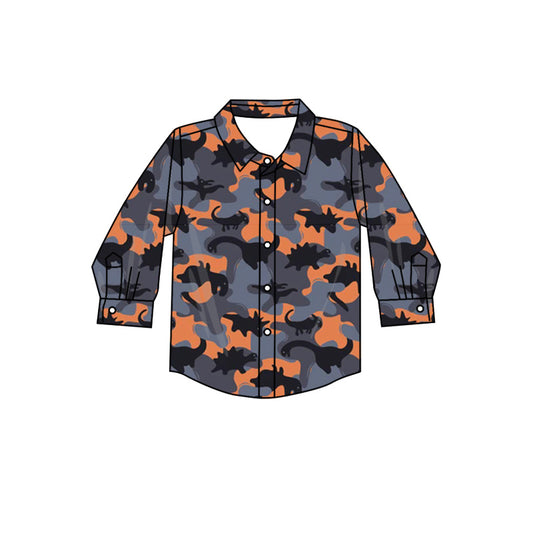 preorder BT0802 camo dinosaur long sleeve boys top