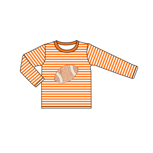 preorder BT0812 football orange striped long sleeve boys top