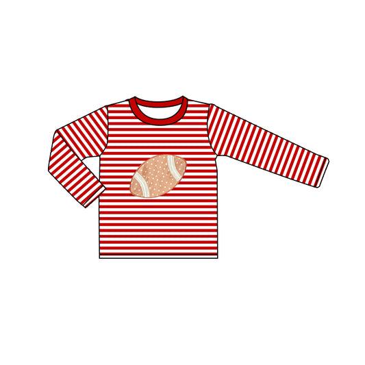 preorder BT0813 football red striped long sleeve boys top