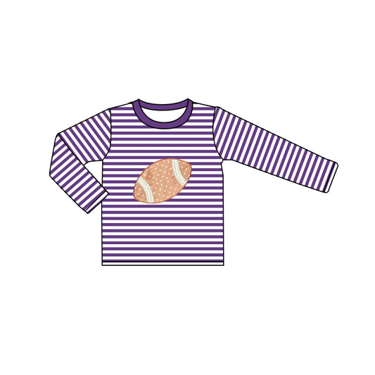 preorder BT0814 football purple striped long sleeve boys top