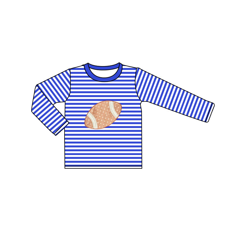 preorder BT0815 football blue striped long sleeve boys top