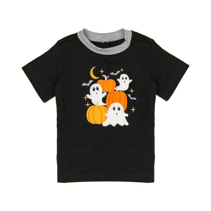 preorder BT0822 Halloween spooky pumpkin black short sleeve boys top