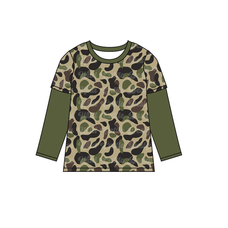 preorder BT0826 green camo long sleeve boys top