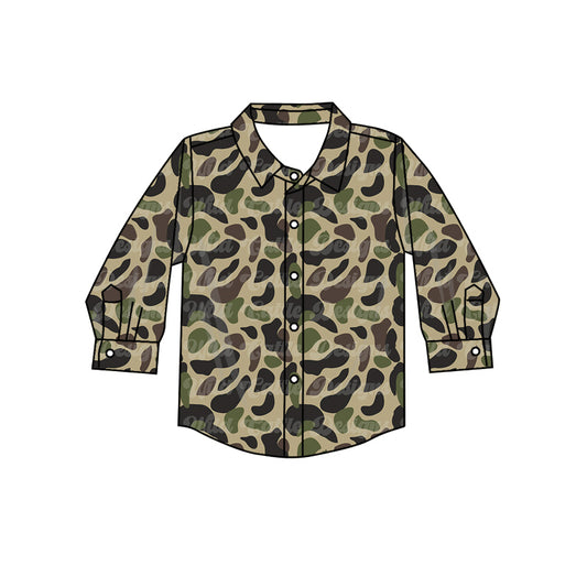 preorder BT0827 green camo long sleeve boys top