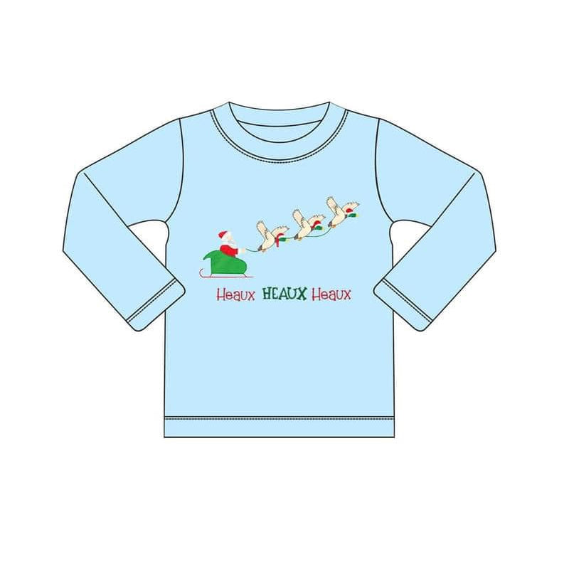 preorder BT0831 Christmas mallard duck blue long sleeve boys top