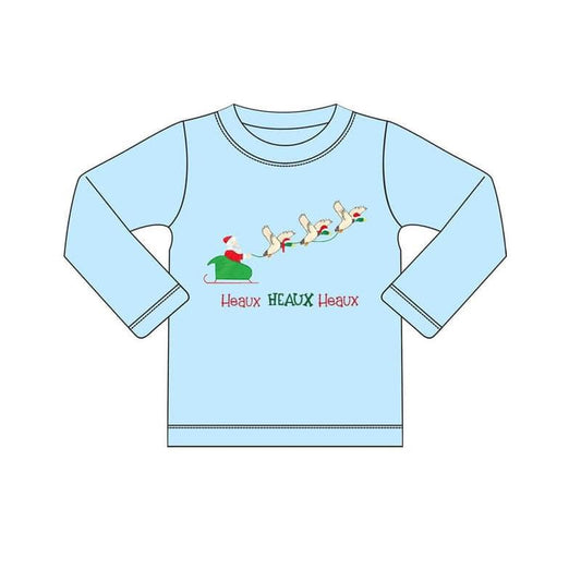preorder BT0831 Christmas mallard duck blue long sleeve boys top