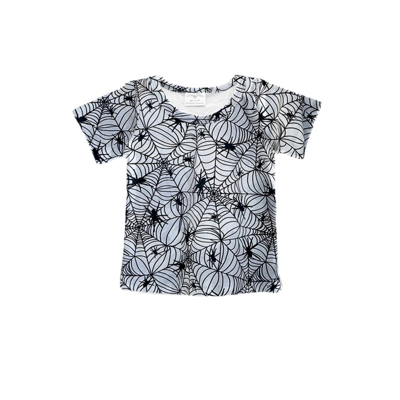 preorder BT0849 Halloween spider web short sleeve boys top