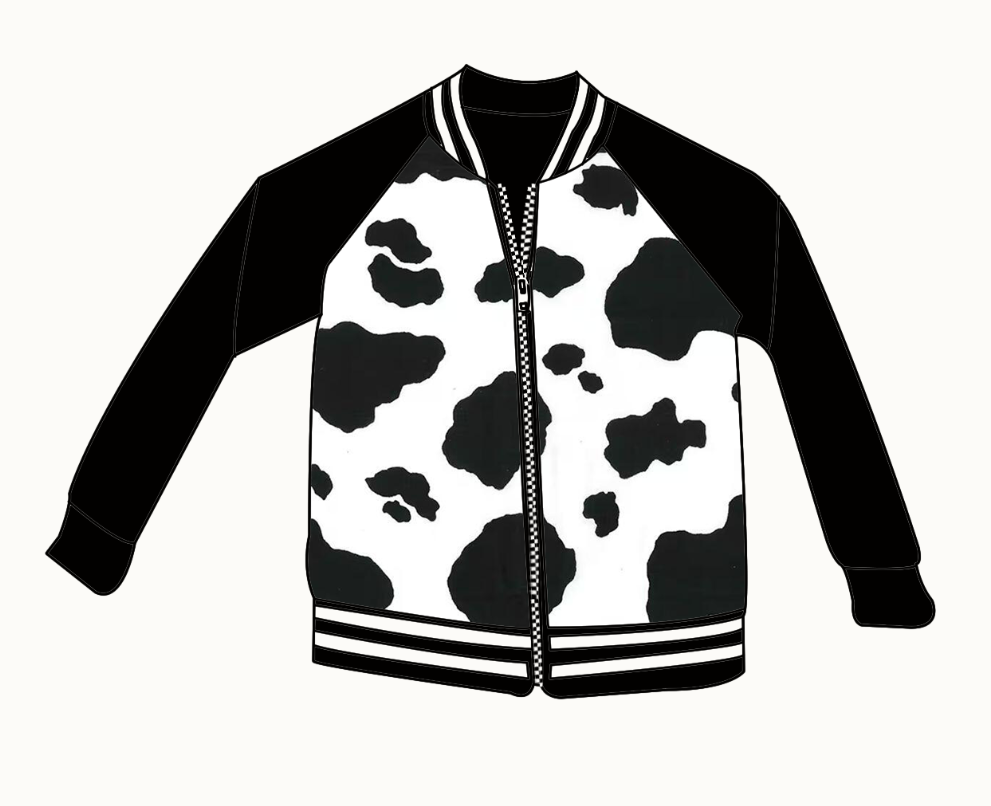preorder BT0852 cow print black long sleeve boys coat