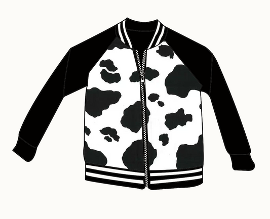 preorder BT0852 cow print black long sleeve boys coat