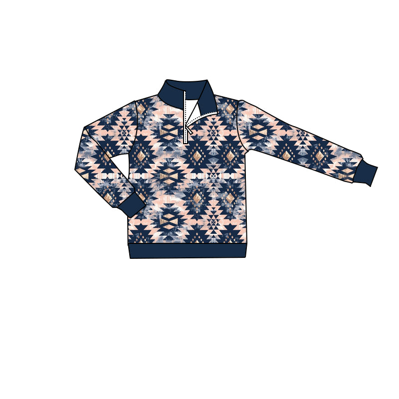 preorder BT0862 Western Aztec long sleeve zipper boys pullover