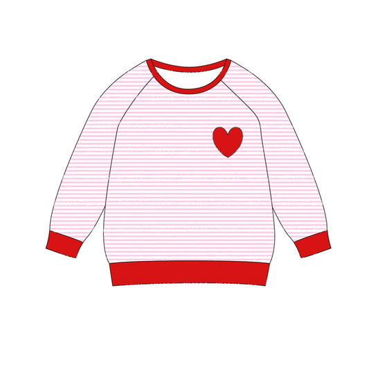 preorder BT0866 red heart pink striped long sleeve boys top