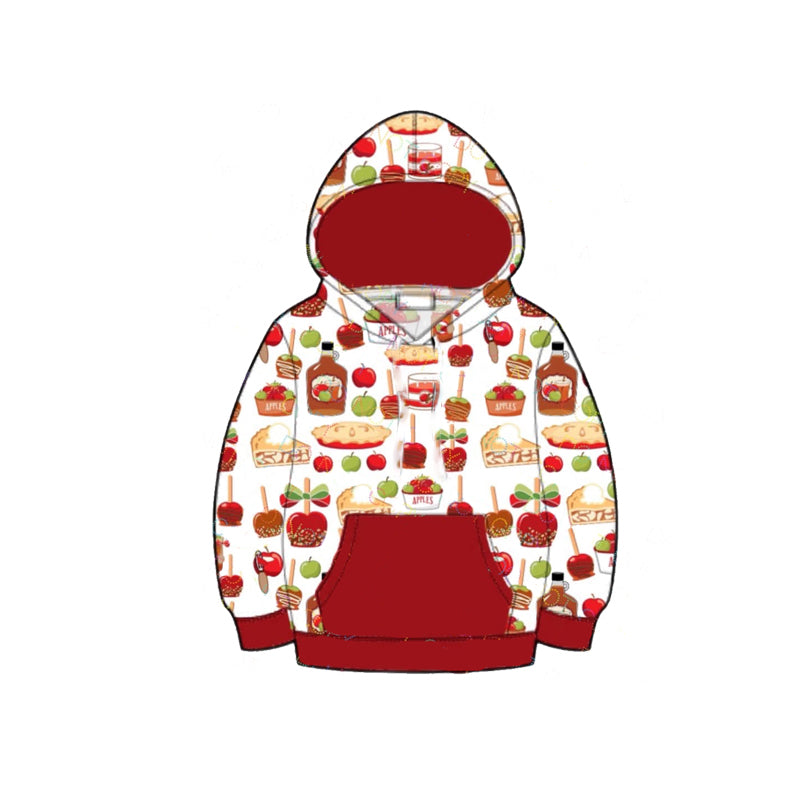 preorder BT0871 apple pie red pocket long sleeve hoodie boys top